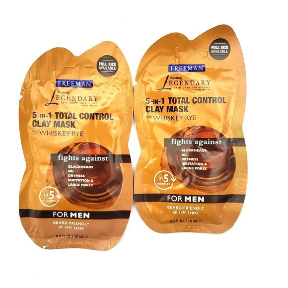 2 Freeman Feeling Legendary 5 n 1 Total Control Clay Mask for Men w Whiskey Rye - Picture 1 of 6